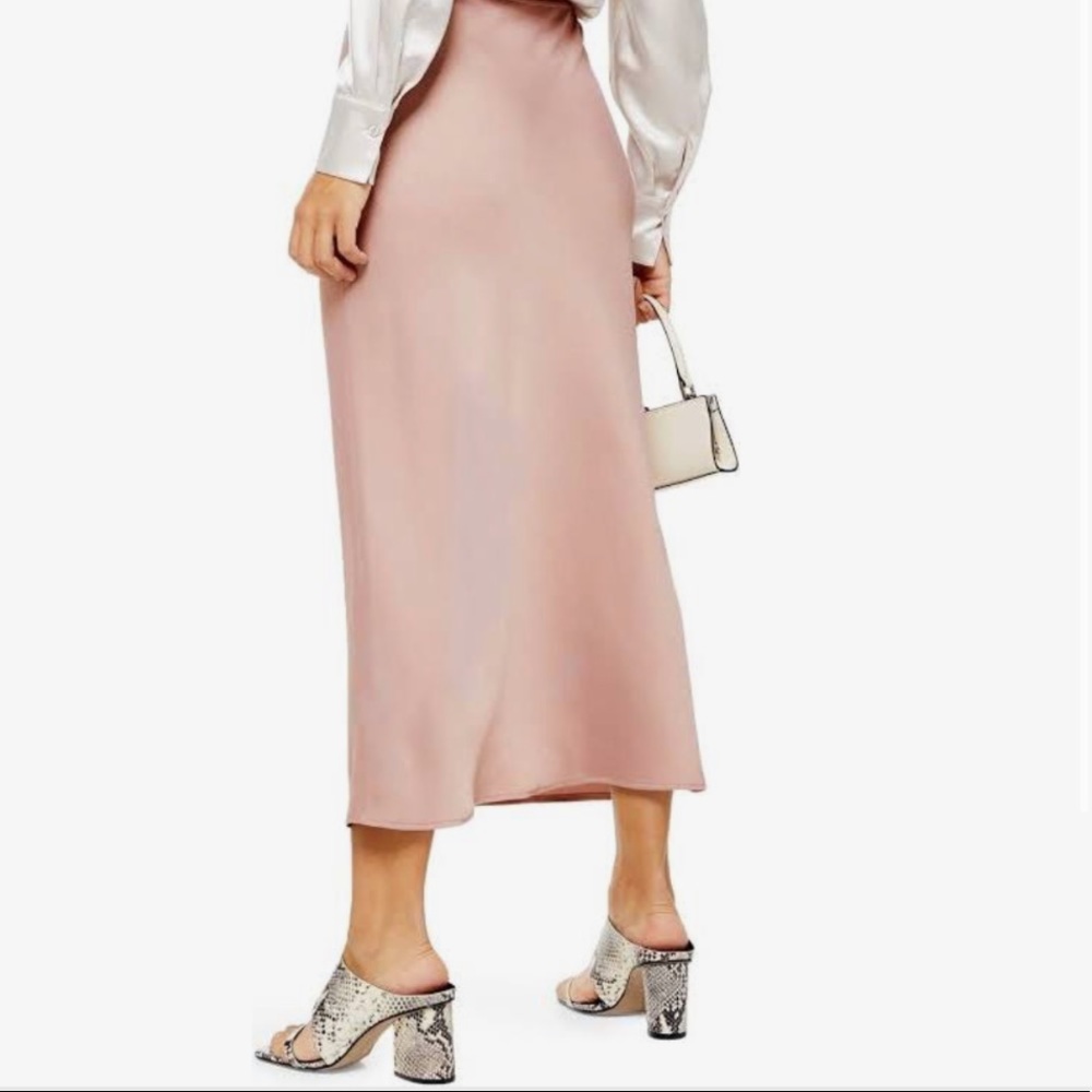 Topshop Satin Midi Skirt